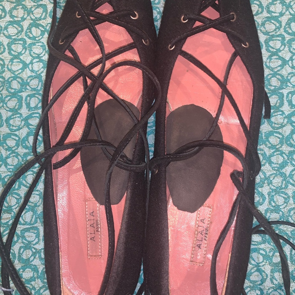 🌟🌟 Alaia Paris 🌟🌟 Lace Up Black Flats - Picture 6 of 7